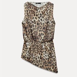 Zara Leopard Print Sleeveless Blouse